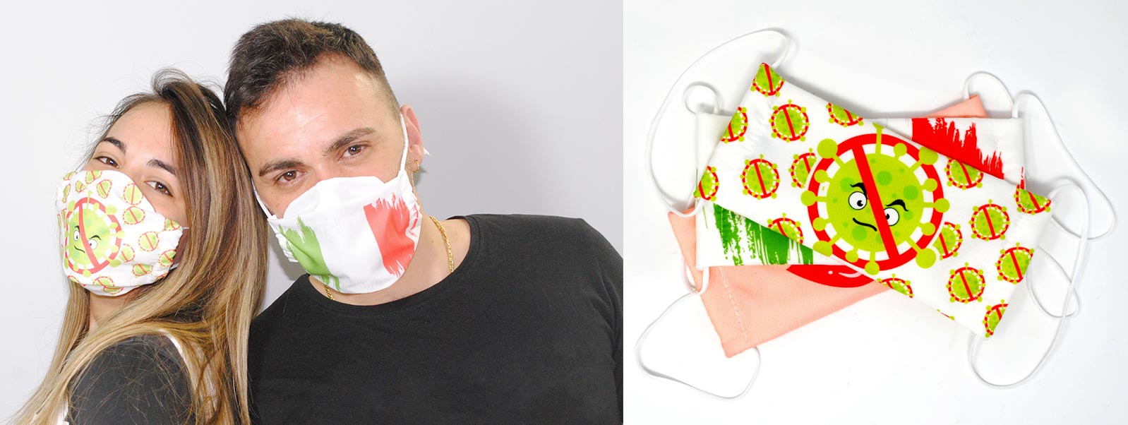 Mascherine personalizzate protettiva da volto, in tessuto riutilizzabile e lavabile, proteggiamoci dal coronavirus