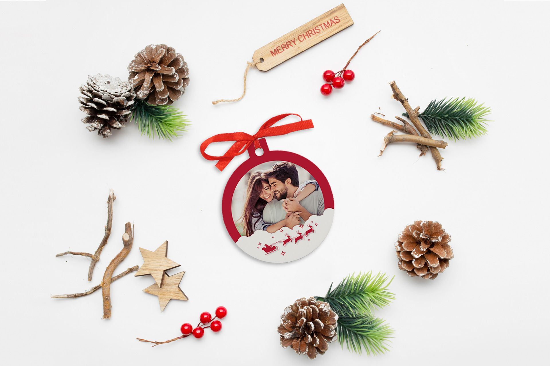 Palline natalizie in legno personalizzate con foto, testi e immagini
