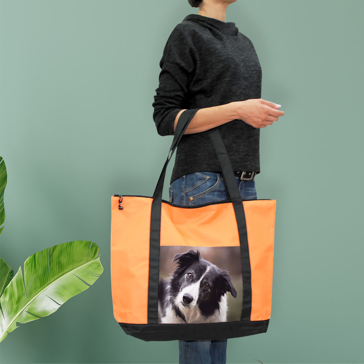 Borsa multiuso indossata con stampa immagine cane