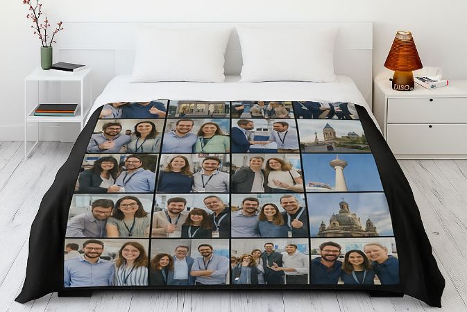coperta matrimoniale personalizzata con collage di foto