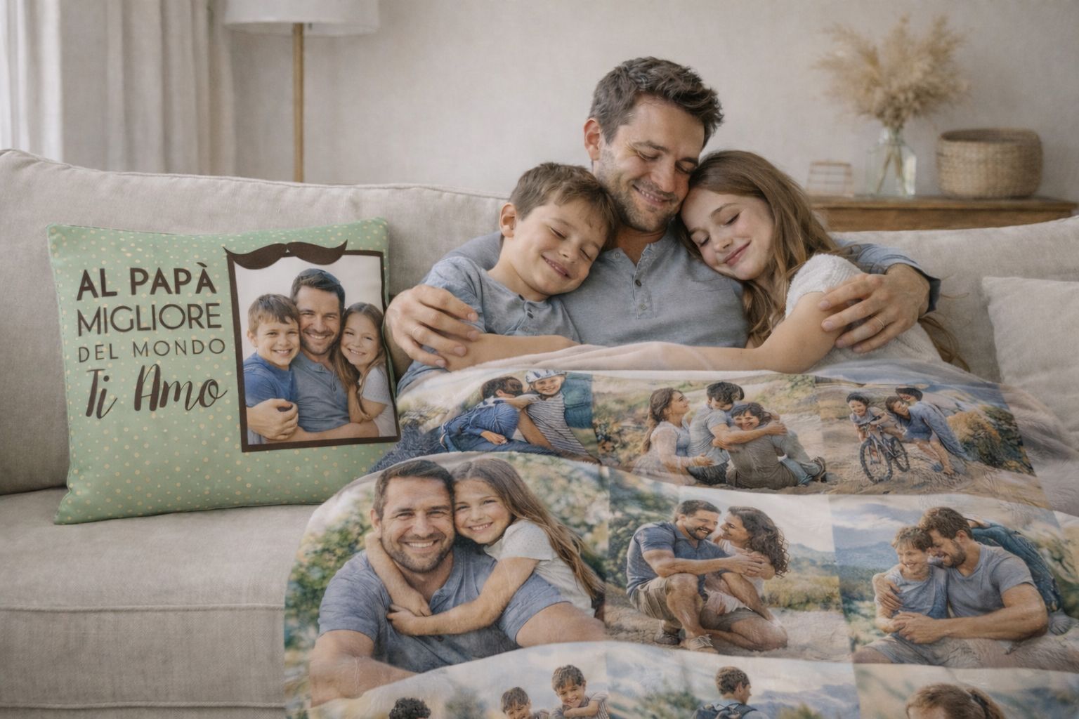 coperte e cuscini personalizzati per la festa del papà