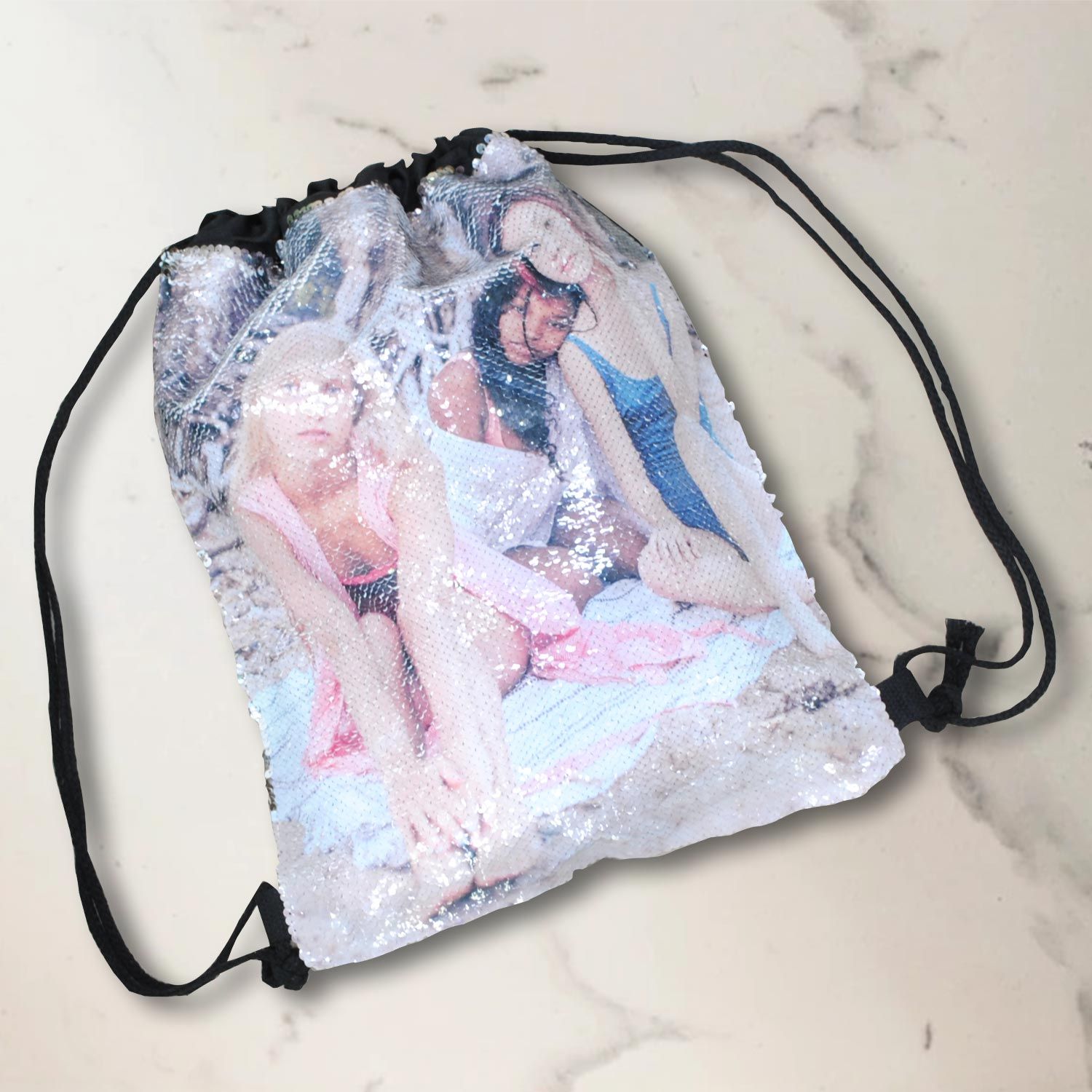Sacca con paillettes personalizzabile con foto