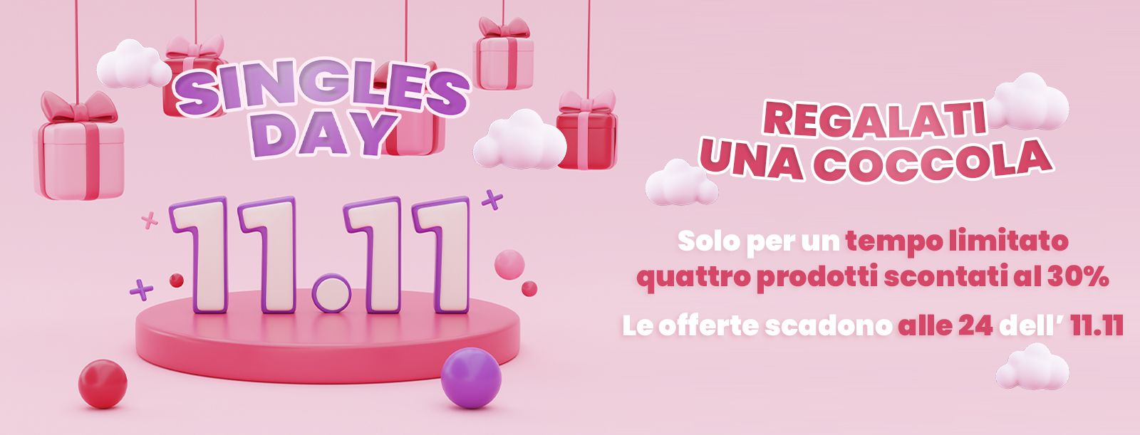 Sconto del 30% su quattro prodotti personalizzati per il singles day