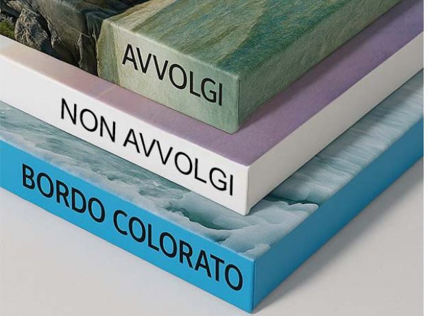 opzioni bordo stampa foto su tela