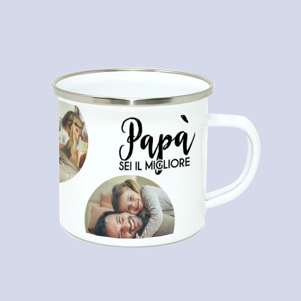 tazza in metallo smaltato personalizzata per il papà