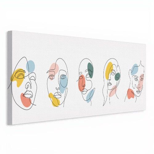 Volti Femminili in Line Art Stampa su tela