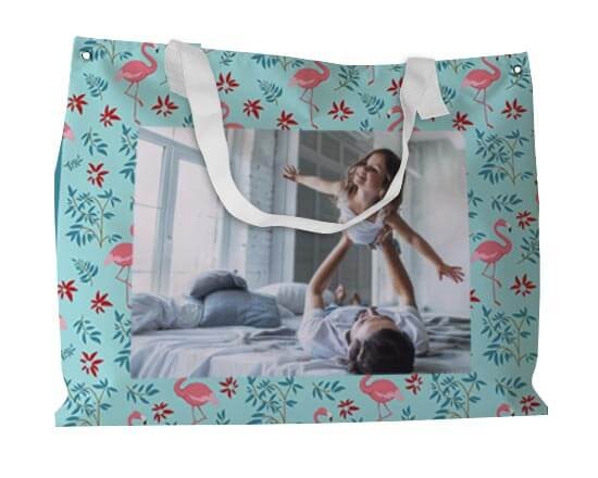 Borsa mare Fenicotteri con fiori