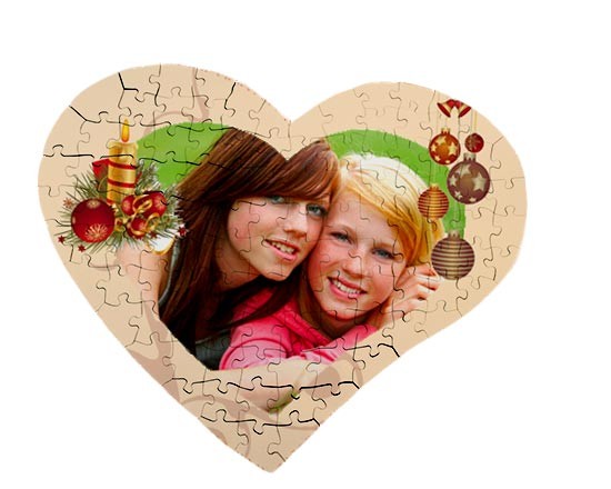 Puzzle a cuore con grafica di Natale