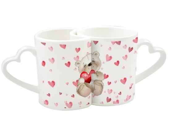 Tazze love con orsetto e cuori rossi