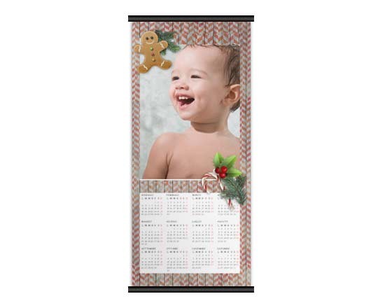 Calendario su pagina singola dalla grafica natalizia