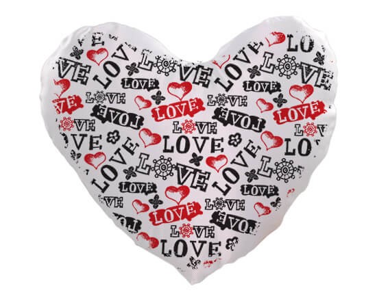 Cuscino cuore con scritte d'amore