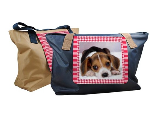 Borsa fashion con grafica nel colore rosa