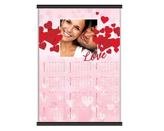 Calendario pagina singola con cuori