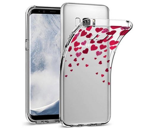 Cover trasparente Samsung S8 Glitter Hearts