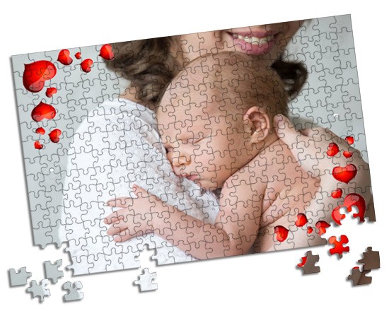 Puzzle A3 con grafica con scritte nere e rosa
