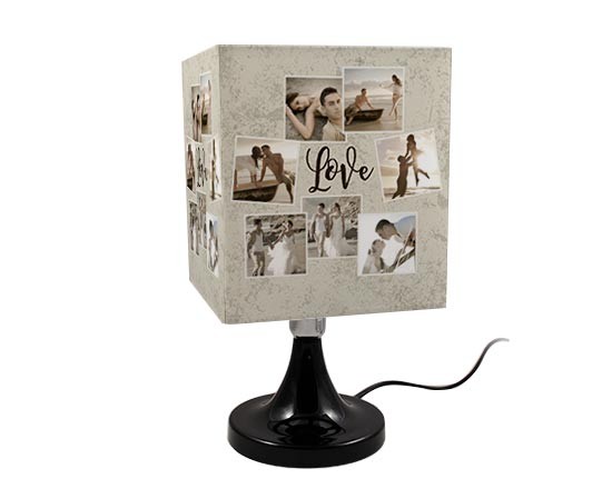 Lampada rotante con grafica collage