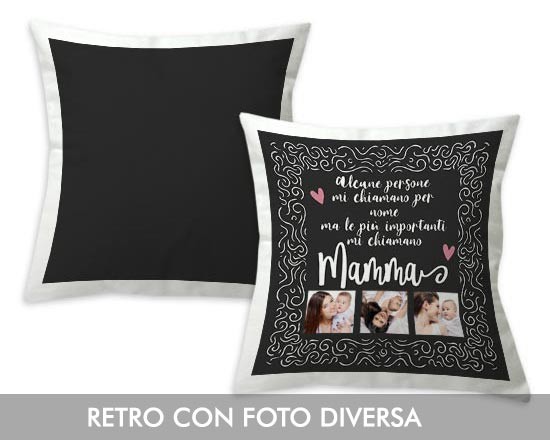 Cuscino in raso con grafica collage