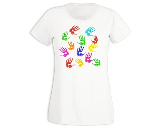 T-shirt donna in cotone Impronte colorate