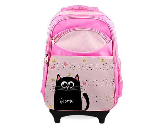 Zaino trolley con grafica con il gatto
