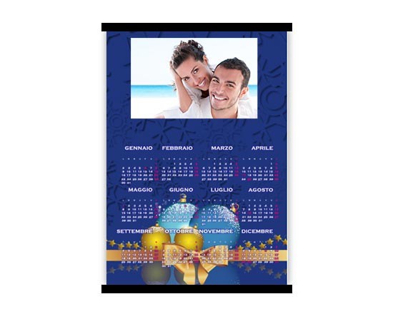 Calendario A3 pagina singola Natale blu