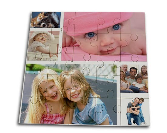 puzzle quadrato in masonite con stampa collage di immagini