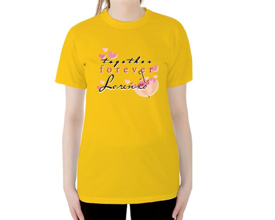 T-shirt gialla con grafica per innamorati