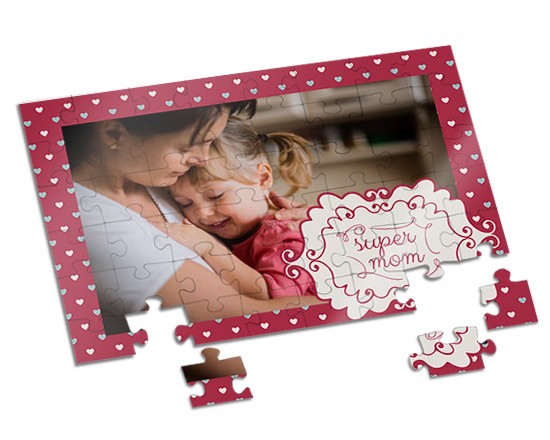Foto puzzle con piccoli cuori