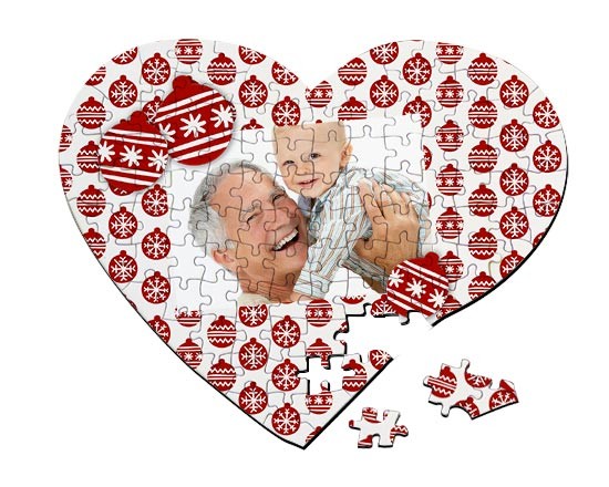 Puzzle cuore A3 Palle di Natale