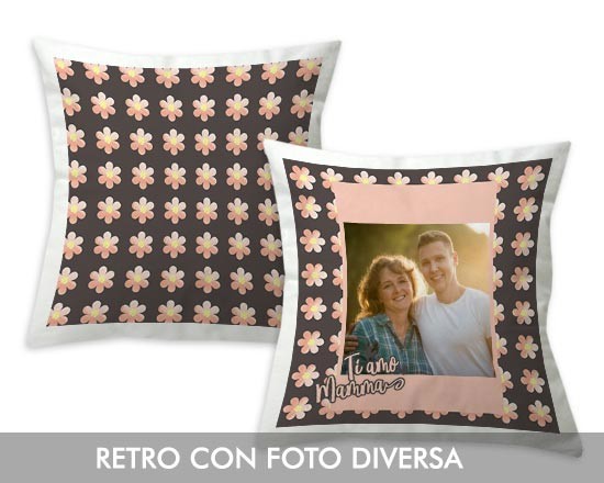 Cuscino con foto e grafica floreale