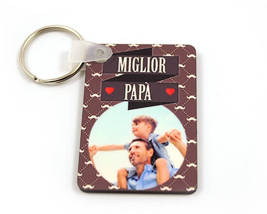 Portachiavi in masonite rettangolare con grafica festa del papà