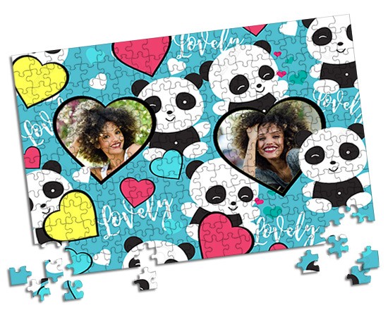 Puzzle A3 con panda stilizzati e cuori