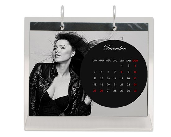 calendario in plexiglass con cerchio nero
