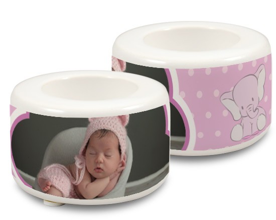 Portacandela in ceramica Elefantino rosa