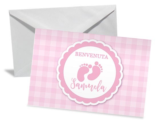 Bigliettino Auguri Piedini rosa