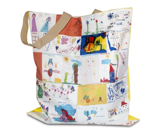 Borsa shopping personalizzata con disegni di bambini