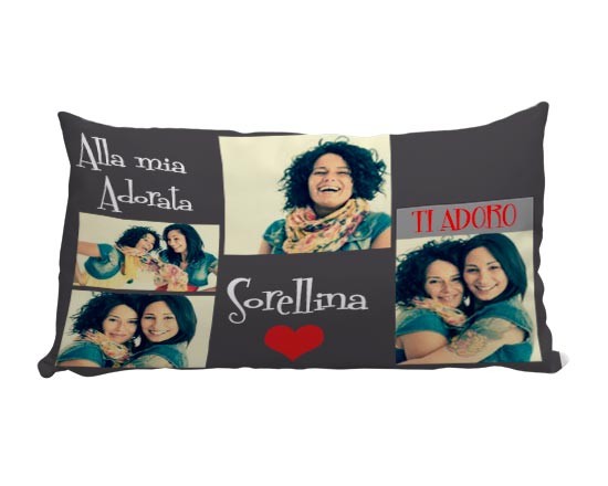 Collage con foto su cuscino carezza