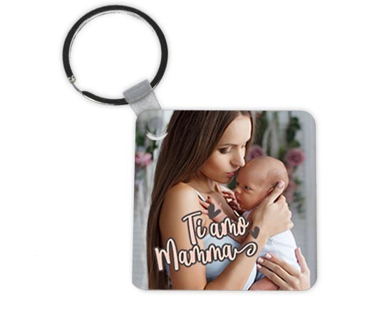Portachiavi quadrato in masonite Dolce mamma