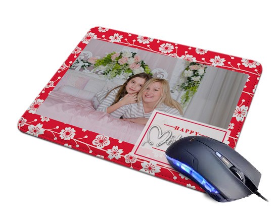 Mousepad in pelle con fiori bianchi