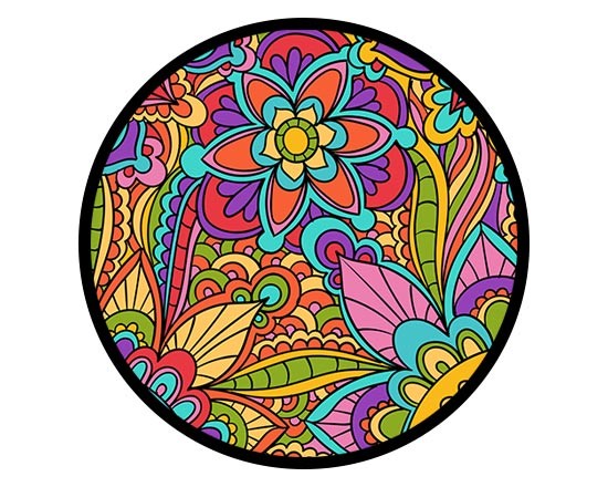 Zerbinoo rotondo con grafica floreale colorata
