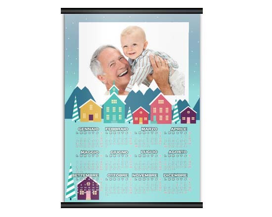 Calendario A3 Pagina Singola con grafica di casette colorate