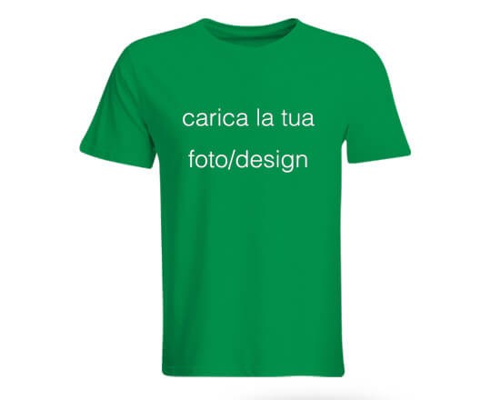 T-shirt in cotone nel color verde personalizzabile con foto o scritta