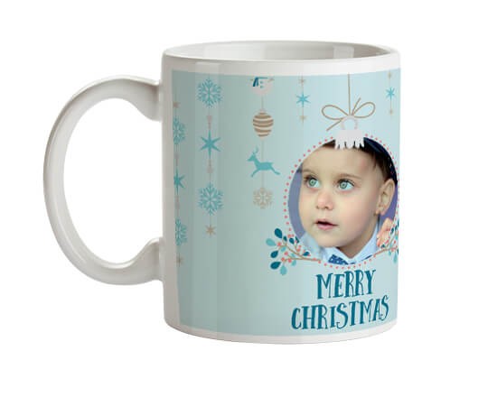 tazza con grafica natalizia nel colore celeste