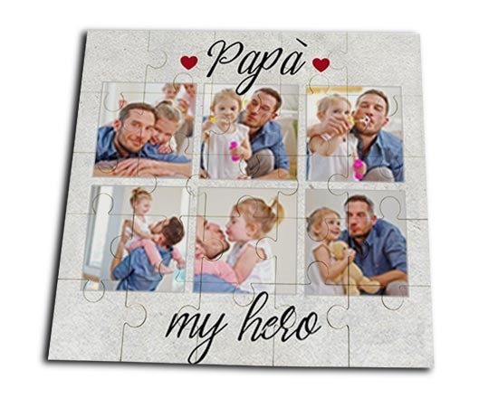 Puzzle legno quadrato Dad hero