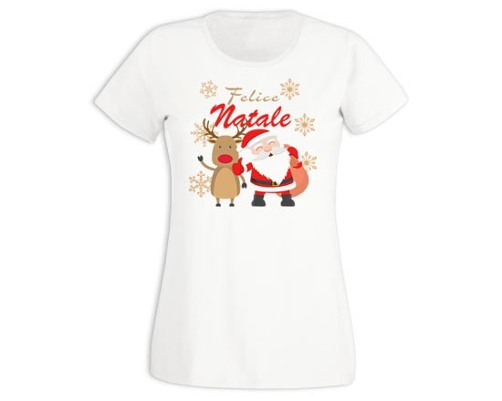 T-shirt donna in cotone Babbo e renna