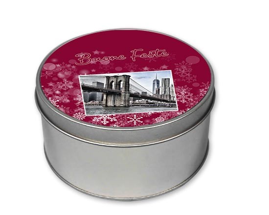 Scatola di latta tonda Red Christmas