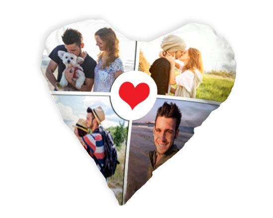 Message Love su Cuscino Cuore personalizzato con 4 foto