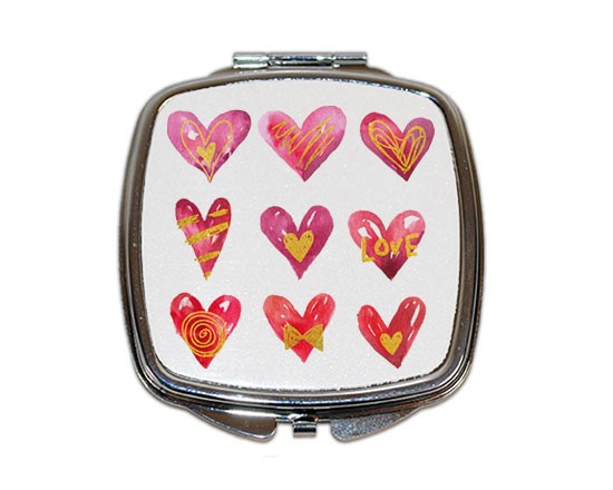 Specchietto quadrato da borsetta Different hearts
