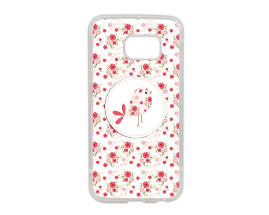 Cover in silicone Galaxy S6 Edge Pink birds