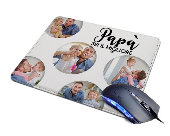 Tappetino Mouse in Pelle Papà sei il migliore