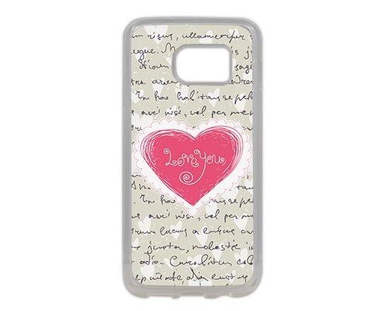Grafica con cuore rosa e scritta per Samsung S7 Edge